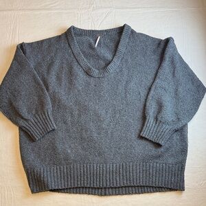 Free People Women's Dark Gray Charcoal V-Neck Sweater Size XL